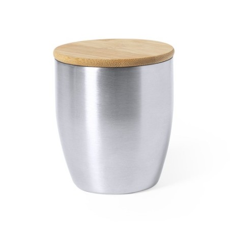 Gobelet Isotherme Éco-responsable Personnalisé en Verre Thermique Zasel Matières : bambou personnalisable avec votre logo
