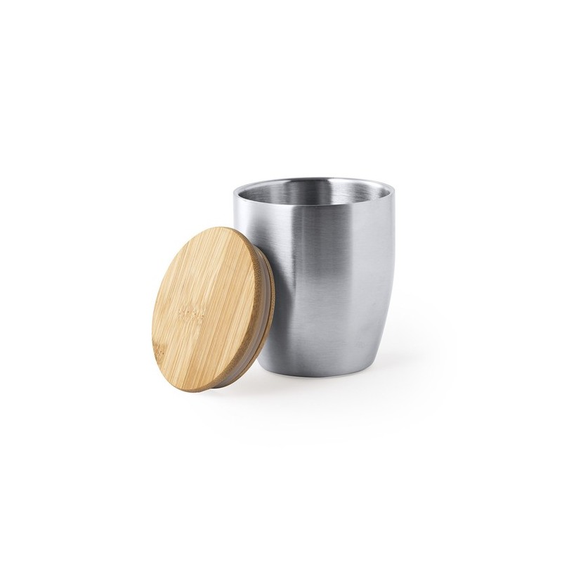 Gobelet Isotherme Éco-responsable Personnalisé en Verre Thermique Zasel Matières : bambou goodies publicitaire événementiel