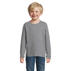 T-shirt Éco-responsable et Confortable 190g pour Enfant - IMPERIAL LSL Taille textile : L Couleurs : gris chiné cadeau client or