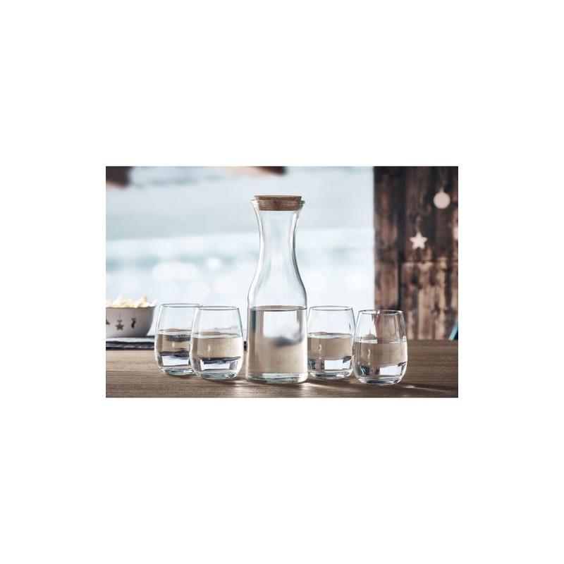 Carafe  en verre recyclé de 1L avec couvercle en liège - PICCA Matières : verre recyclé Couleurs : transparent marquage laser ul