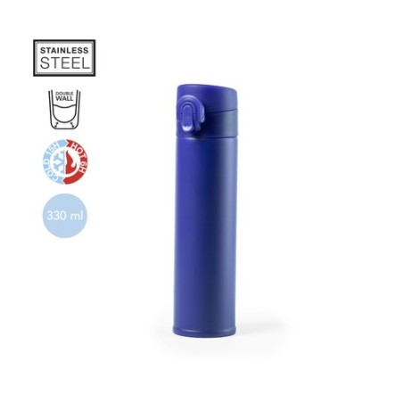 Bouteille isotherme  personnalisée - Thermo Poltax Matières : acier inoxydable Couleurs : bleu personnalisation rapide en France