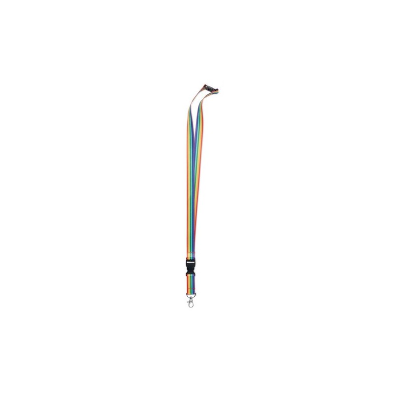 Lanyard Éco-responsable Arc-en-Ciel Personnalisé en RPET - BOWYARD Matières : PET recyclé Couleurs : multicolore