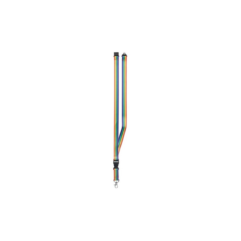 Lanyard Éco-responsable Arc-en-Ciel Personnalisé en RPET - BOWYARD Matières : PET recyclé Couleurs : multicolore cadeau entrepri