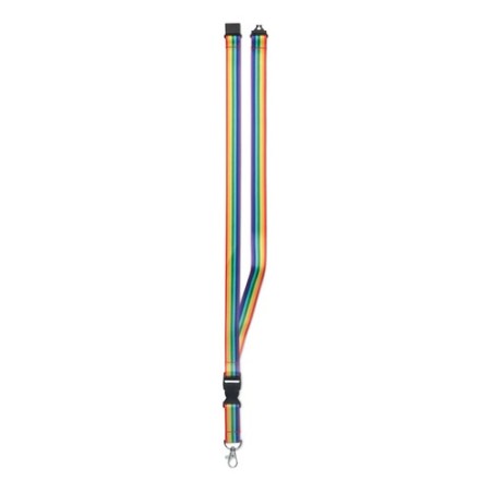 Lanyard Éco-responsable Arc-en-Ciel Personnalisé en RPET - BOWYARD Matières : PET recyclé Couleurs : multicolore cadeau entrepri