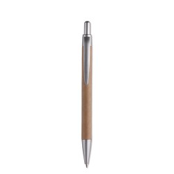 Stylo bille  et pratique en cart personnalisé PUSHTON Matières : papier Couleurs : argenté mat