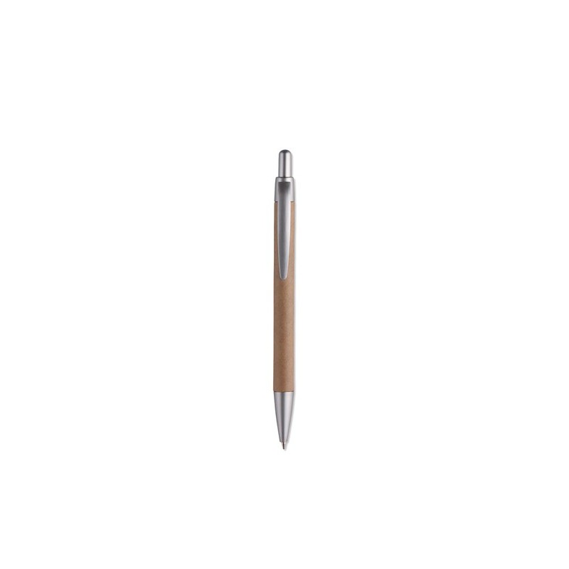 Stylo bille  et pratique en cart personnalisé PUSHTON Matières : papier Couleurs : argenté mat