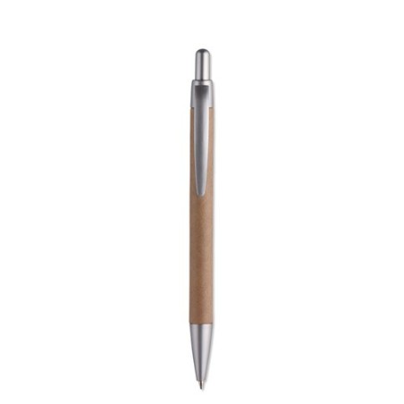 Stylo bille  et pratique en cart personnalisé PUSHTON Matières : papier Couleurs : argenté mat