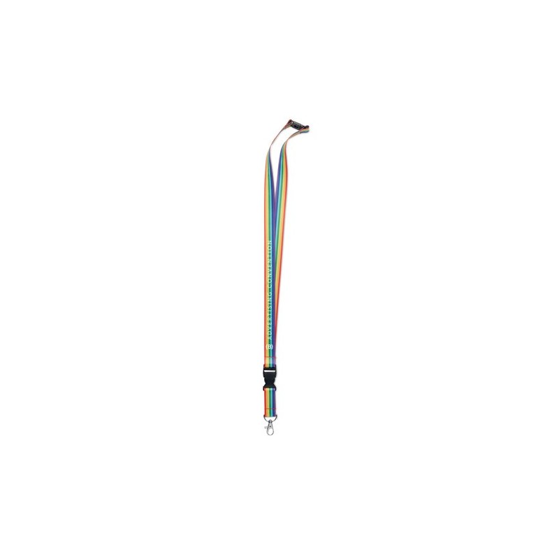 Lanyard Éco-responsable Arc-en-Ciel Personnalisé en RPET - BOWYARD Matières : PET recyclé Couleurs : multicolore goodies publici