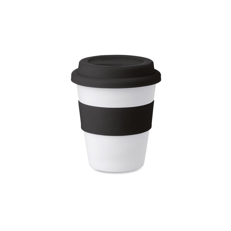 Gobelet  et pratique en PP avec couvercle en silicone - ASTORIA Matières : polypropylène (PP) Couleurs : noir