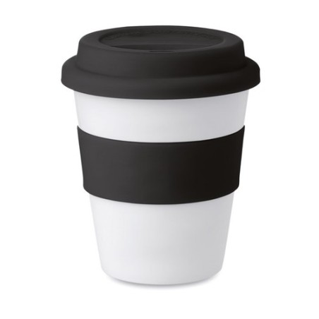 Gobelet  et pratique en PP avec couvercle en silicone - ASTORIA Matières : polypropylène (PP) Couleurs : noir