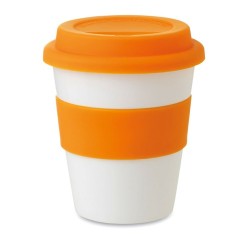 Gobelet  et pratique en PP avec couvercle en silicone - ASTORIA Matières : polypropylène (PP) Couleurs : orange goodies publicit