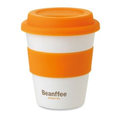 Gobelet  et pratique en PP avec couvercle en silicone - ASTORIA Matières : polypropylène (PP) Couleurs : orange personnalisation