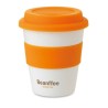 Gobelet  et pratique en PP avec couvercle en silicone - ASTORIA Matières : polypropylène (PP) Couleurs : orange personnalisation