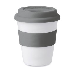 Gobelet  et pratique en PP avec couvercle en silicone - ASTORIA Matières : polypropylène (PP) Couleurs : gris personnalisable av