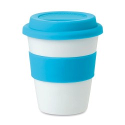 Gobelet  et pratique en PP avec couvercle en silicone - ASTORIA Matières : polypropylène (PP) Couleurs : turquoise impression ha