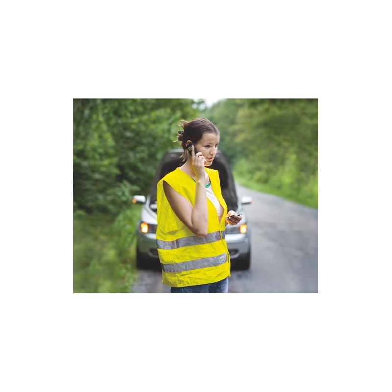 Gilet de sécurité réfléchissant haute visibilité personnalisé pas cher VISIBLE Matières : PET Couleurs : jaune impression haute 