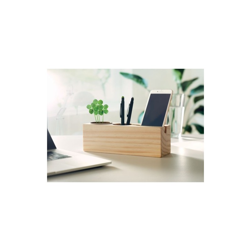 Station de bureau  avec graines THILA Matières : bois Couleurs : bois marquage laser ultra précis