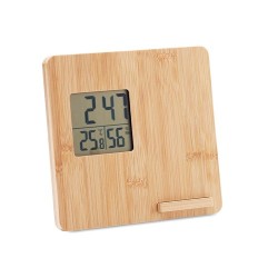 Station météo personnalisée en bambou - Décoration et chargeur FERREL Matières : bambou Couleurs : bois