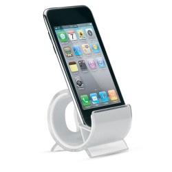 Support téléphone personnalisé pratique STANDIX pas cher Matières : polystyrène (PS) Couleurs : blanc marquage laser ultra préci