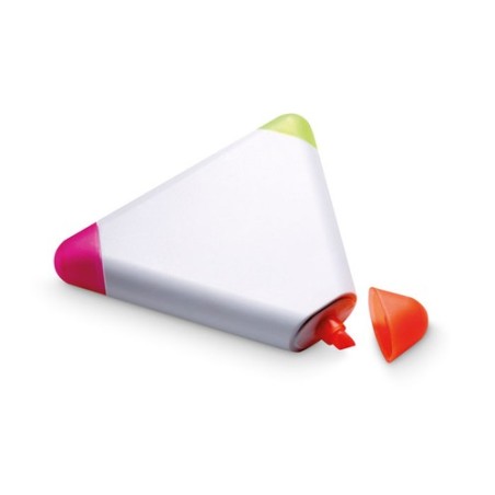 Surligneur triangulaire 3 couleurs personnalisé TRIANGULO Matières : ABS Couleurs : blanc personnalisable avec votre logo