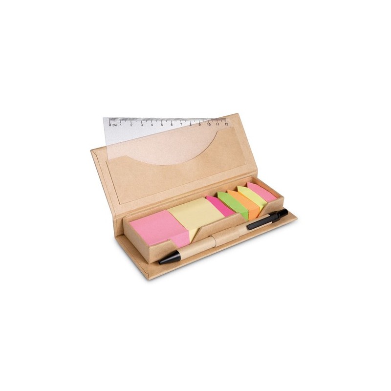 Set de bureau personnalisé  en boîte cartonnée STIBOX Matières : papier Couleurs : beige