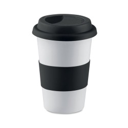 Mug céramique pratique et personnalisable avec silicone TRIBECA Matières : porcelaine Couleurs : noir