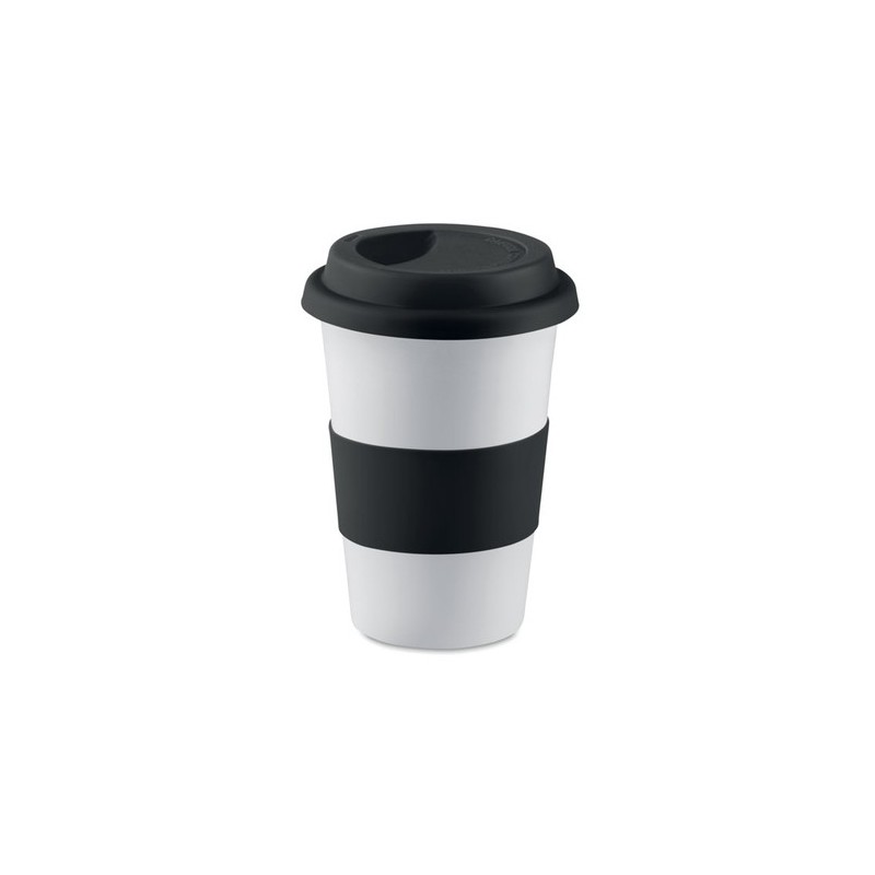 Mug céramique pratique et personnalisable avec silicone TRIBECA Matières : porcelaine Couleurs : noir
