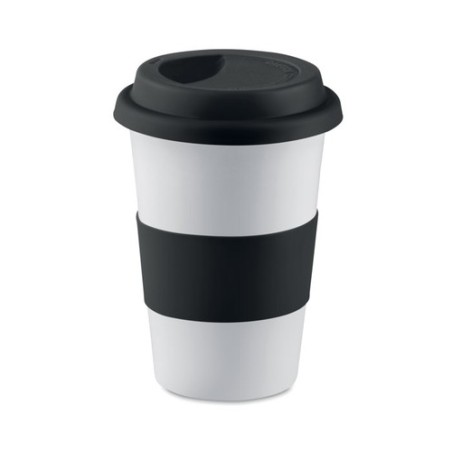 Mug céramique pratique et personnalisable avec silicone TRIBECA Matières : porcelaine Couleurs : noir