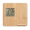 Station météo personnalisée en bambou - Décoration et chargeur FERREL Matières : bambou Couleurs : bois personnalisable avec vot