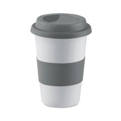 Mug céramique pratique et personnalisable avec silicone TRIBECA Matières : porcelaine Couleurs : gris cadeau entreprise pas cher