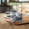 Mug céramique pratique et personnalisable avec silicone TRIBECA Matières : porcelaine Couleurs : gris marquage laser ultra préci