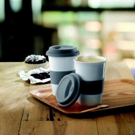 Mug céramique TRIBECA avec couvercle silicone Personnalisé