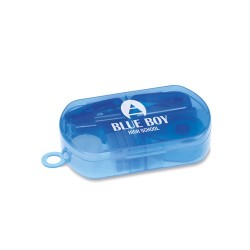 Set de papeterie en boîte plastique personnalisée BUROBOX Matières : polypropylène (PP) Couleurs : bleu transparent goodies publ