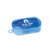 Set de papeterie en boîte plastique personnalisée BUROBOX Matières : polypropylène (PP) Couleurs : bleu transparent goodies publ