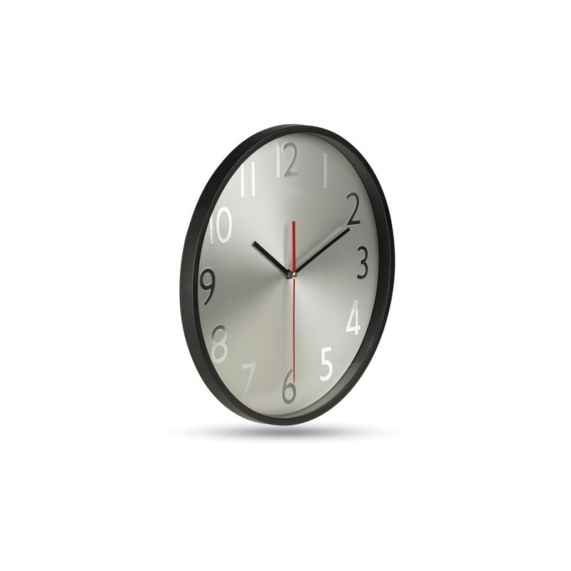Horloge Murale Personnalisée Argentée RONDO - Accessoire Bureau Matières : polypropylène (PP) Couleurs : noir personnalisable av