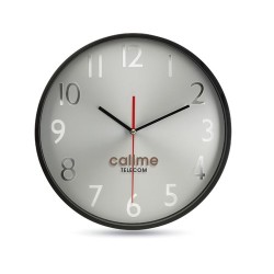 Horloge Murale Personnalisée Argentée RONDO - Accessoire Bureau Matières : polypropylène (PP) Couleurs : noir cadeau entreprise 