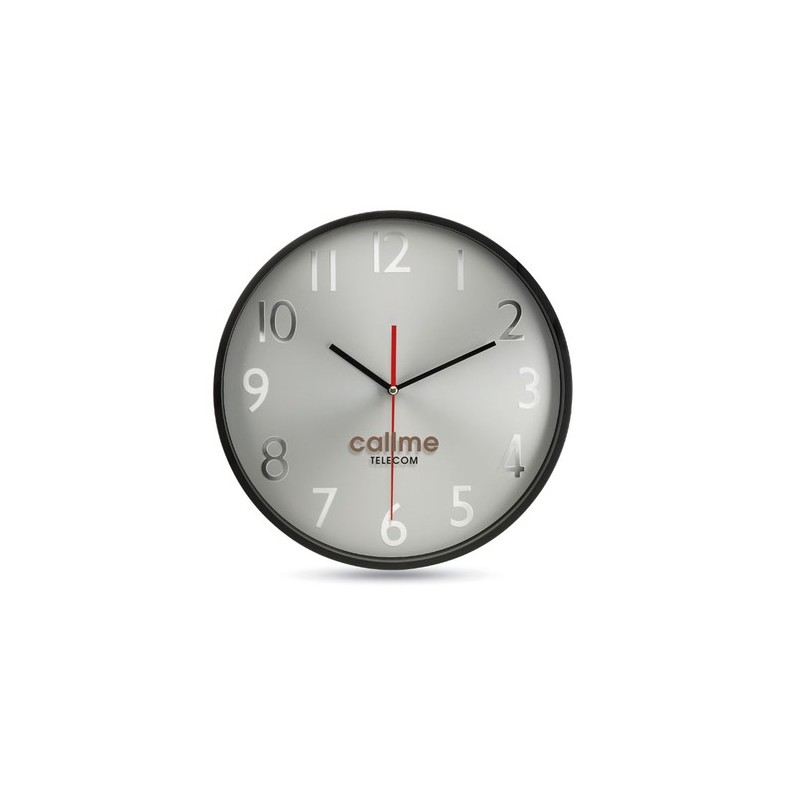 Horloge Murale Personnalisée Argentée RONDO - Accessoire Bureau Matières : polypropylène (PP) Couleurs : noir cadeau entreprise 
