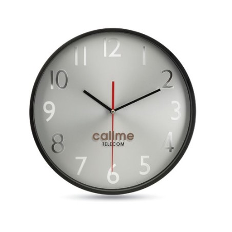 Horloge Murale Personnalisée Argentée RONDO - Accessoire Bureau Matières : polypropylène (PP) Couleurs : noir cadeau entreprise 