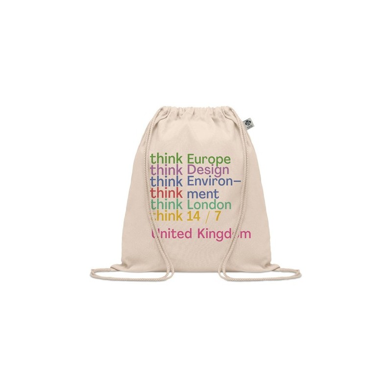Sac à Cordon Éco-Responsable en Coton Organique Personnalisé - YUKI Matières : coton biologique Couleurs : beige goodies publici