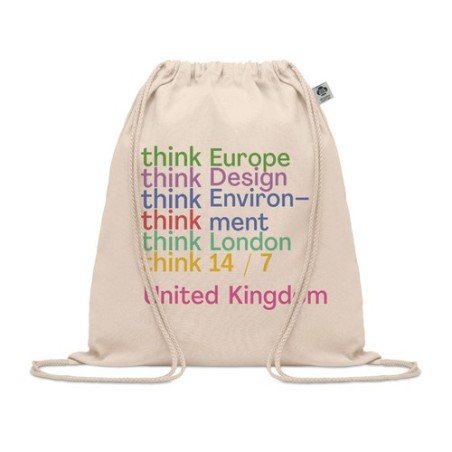 Sac à Cordon Éco-Responsable en Coton Organique Personnalisé - YUKI Matières : coton biologique Couleurs : beige goodies publici