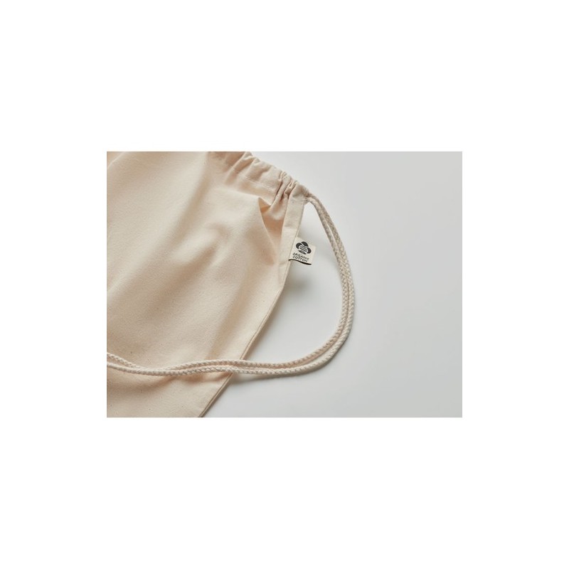 Sac à Cordon Éco-Responsable en Coton Organique Personnalisé - YUKI Matières : coton biologique Couleurs : beige impression haut