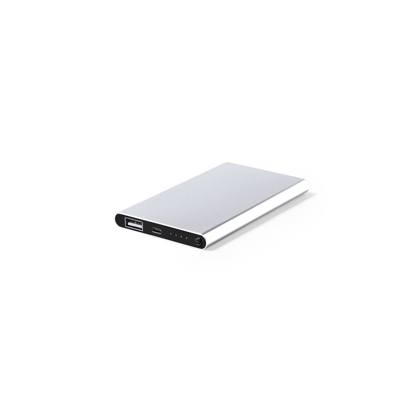 Power Bank Externe Personnalisée 5000 mAh Haryin pas cher Matières : aluminium Couleurs : noir objet promotionnel éco-responsabl