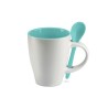 Mug DUAL personnalisé avec cuillère 250 ml Matières : grès Couleurs : bleu personnalisable avec votre logo
