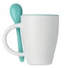 Mug DUAL personnalisé avec cuillère 250 ml Matières : grès Couleurs : bleu goodies publicitaire événementiel