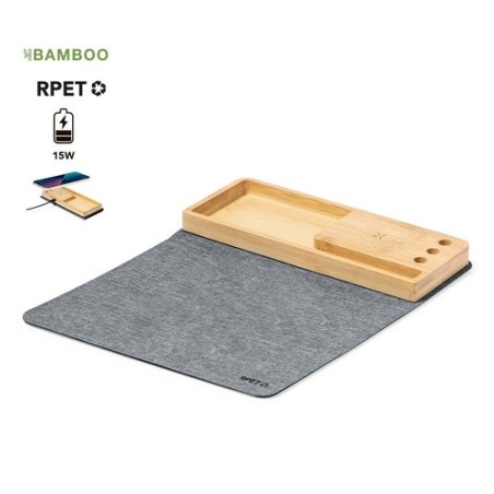 Tapis Souris Multifonction Éco-responsable et Publicitaire avec Chargeur Organisateur Hossian personnalisable avec votre logo