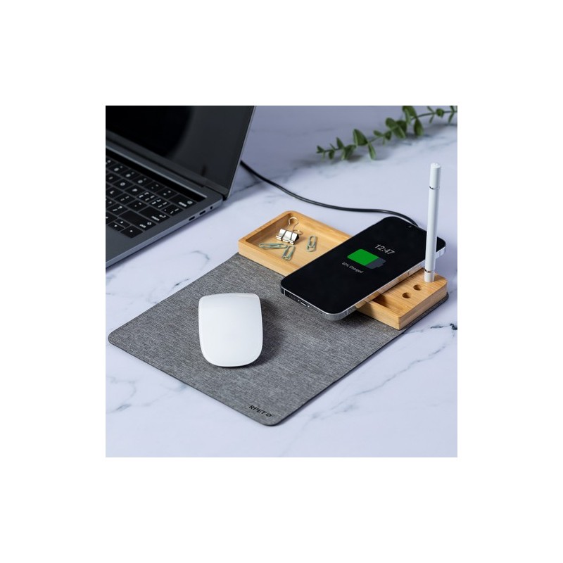 Tapis Souris Multifonction Éco-responsable et Publicitaire avec Chargeur Organisateur Hossian objet promotionnel éco-responsable