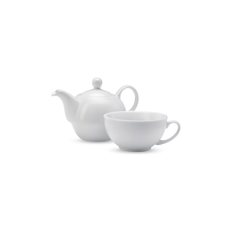 Théière et tasse personnalisées 400 ml - TEA TIME Matières : porcelaine Couleurs : blanc personnalisable avec votre logo