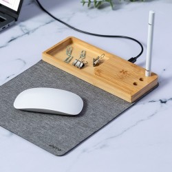 Tapis Souris Multifonction Éco-responsable et Publicitaire avec Chargeur Organisateur Hossian cadeau collaborateur premium