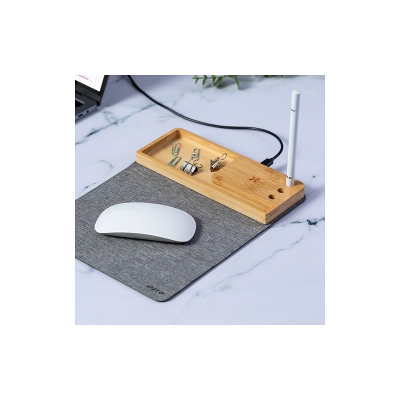 Tapis Souris Multifonction Éco-responsable et Publicitaire avec Chargeur Organisateur Hossian cadeau collaborateur premium
