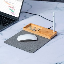 Tapis Souris Multifonction Éco-responsable et Publicitaire avec Chargeur Organisateur Hossian accessoire événementiel unique
